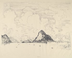 Ingången till kanalen från Stilla havet, 1912. av Joseph Pennell