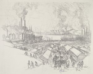 Klockan fem, 1916. av Joseph Pennell