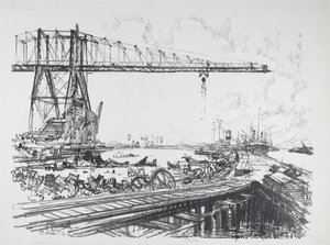 Franska kanalen och amerikanska tranor, 1912. av Joseph Pennell