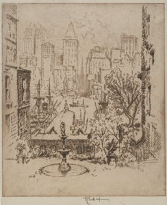 Från Clark Street till Wall Street, 1924 av Joseph Pennell
