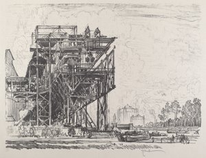 Gasverk från kanalen, Berlin av Joseph Pennell