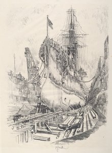 I torrdockan, 1917. av Joseph Pennell