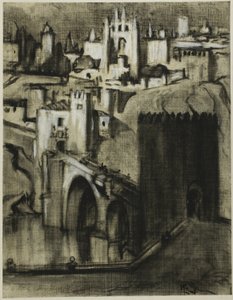 Det är palatslängor terrasserade runt sluttningen, Toledo av Joseph Pennell