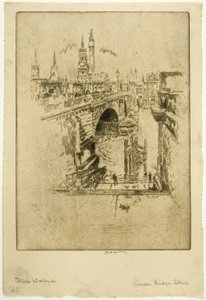 London Bridge trappa av Joseph Pennell