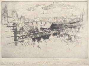 London över Charing Cross Bridge av Joseph Pennell