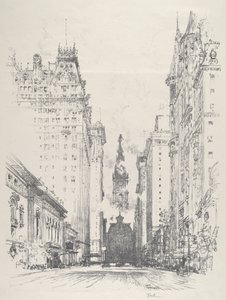 Vy uppför Broad Street från Spruce Street av Joseph Pennell