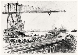 Mount Hope, platta II från Panamakanalen av Joseph Pennell, 1912 (kol) av Joseph Pennell