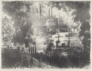 Munitions River, 1916. av Joseph Pennell