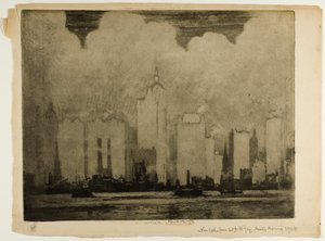 N.Y. från 23rd St. Ferry - i dimman av en morgon av Joseph Pennell