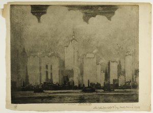 N.Y. från 23rd St. Ferry - i dimman av en morgon av Joseph Pennell
