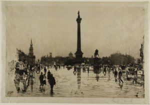 Nelson Monument, Trafalgar Square, London av Joseph Pennell