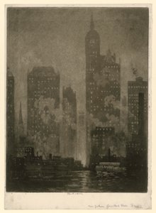 New York. Färjan vid Courtland Street av Joseph Pennell