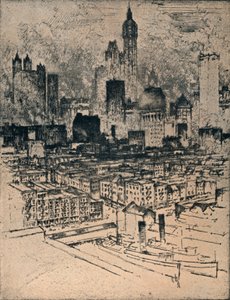 New York från Brooklyn Bridge, c1908 av Joseph Pennell