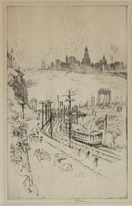 New York, från New Jersey av Joseph Pennell