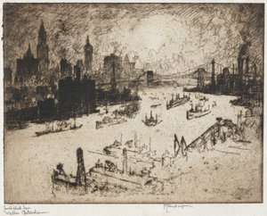 New York från Williamsburg Bridge av Joseph Pennell