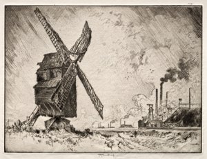 Old and New Mills, Valenciennes, Frankrike av Joseph Pennell