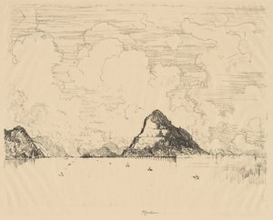 Panama: Ingång till kanalen från Stilla havet, 1912. av Joseph Pennell