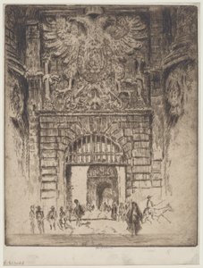Puerta Bisagra, Madrids port, Toledo av Joseph Pennell