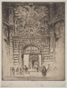 Puerta de Bisagra, Madridporten, Toledo av Joseph Pennell