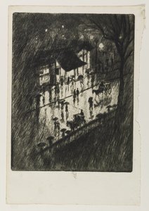 Regnig natt, Charing Cross-butiker, 1903 av Joseph Pennell
