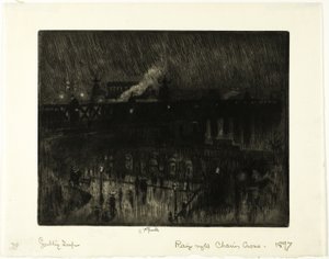 Regnig natt, Charing Cross Station av Joseph Pennell