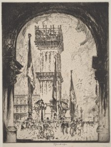 Återuppbyggnaden av kampanilen, Venedig, nr I av Joseph Pennell