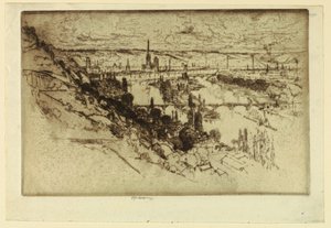 Rouen från Bon Secours av Joseph Pennell