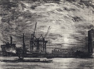 Solnedgång över Waterloo av Joseph Pennell
