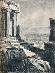 Theseus tempel från Akropolis, c1913 av Joseph Pennell