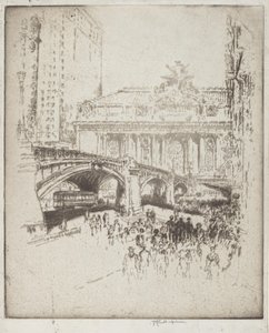 Tillvägagångssättet till Grand Central, New York av Joseph Pennell