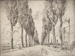 The Avenue, Valenciennes, 1910. av Joseph Pennell
