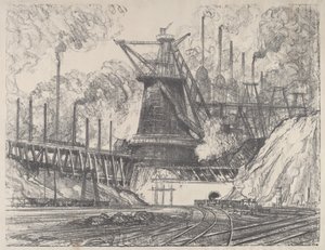Det stora stålverket, Gary, Indiana av Joseph Pennell