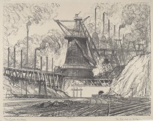 Det stora stålverket, Gary, Indiana av Joseph Pennell