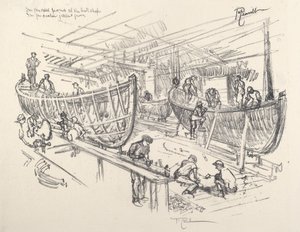 Båtbyggarna, 1917. av Joseph Pennell