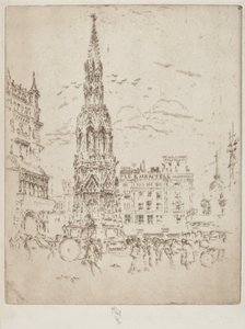Elinor Cross, framför Charing Cross järnvägsstation av Joseph Pennell