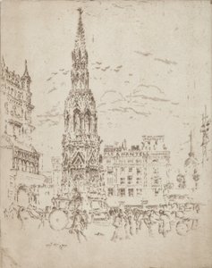 Elinor Cross, framför Charing Cross järnvägsstation, 1906. av Joseph Pennell