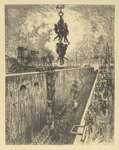 The End of the Day, Gatun Lock, 1912 av Joseph Pennell