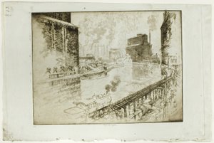 The Grain Elevators, Chicago av Joseph Pennell