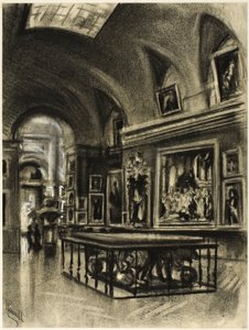 Grand Gallery of the Prado av Joseph Pennell