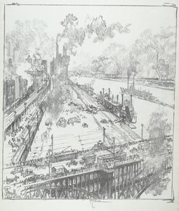 The Levee från Eads Bridge, St. Louis av Joseph Pennell