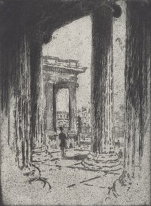 Portiken, British Museum, 1905. av Joseph Pennell