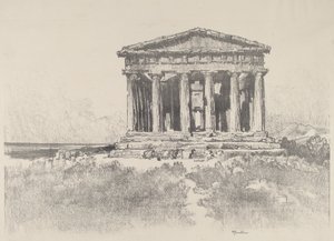Templet vid havet, Temple of Concord, Girgenti, 1913. av Joseph Pennell