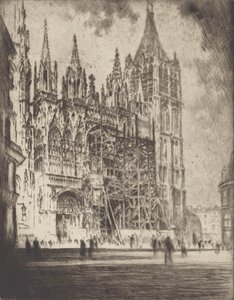 Västfronten, Rouens katedral, 1907. av Joseph Pennell
