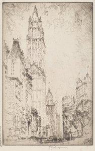 Woolworth Building, 1915. av Joseph Pennell