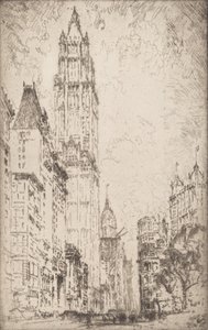 Woolworth Building, 1915. av Joseph Pennell