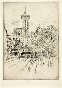 Times Building och 42nd Street av Joseph Pennell