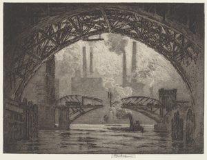Under broarna, Chicago av Joseph Pennell