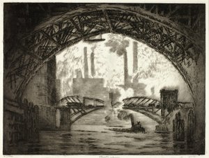 Under broarna, Chicago av Joseph Pennell