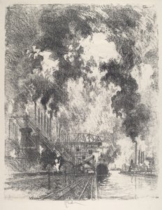 Lossning av malm av Joseph Pennell