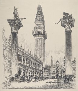 Venedig, Rebuilding the Campanile, 1911. av Joseph Pennell